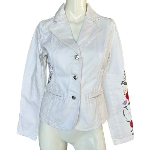 Peppe Peluso Embroidered design Jean jacket Size Small NEW - Picture 3 of 6
